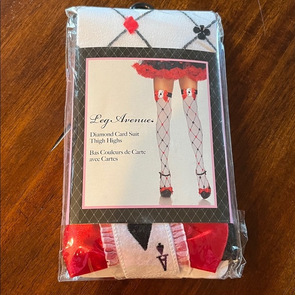 Leg Avenue Diamond Card Suit Thigh High Cosplay Party Stockings NWT - Picture 2 of 3